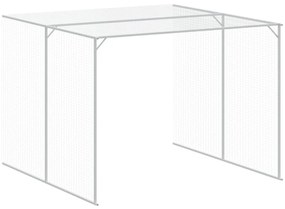 Casota cães c/ parque 214x865x181 cm aço galvaniz. cinza-claro