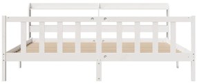 Cama sem colchão 200x200 cm madeira de pinho maciça branco