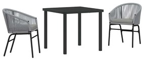 Conjunto de jantar de jardim 3 peças - Polirattan cinza.