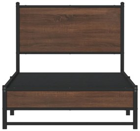Estrutura de cama sem colchão 90x200 cm metal carvalho castanho