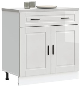 Armário base cozinha Porto derivados madeira branco brilhante