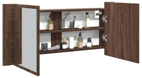 vidaXL Armário espelhado WC c/ luz LED 100x12x45cm carvalho castanho