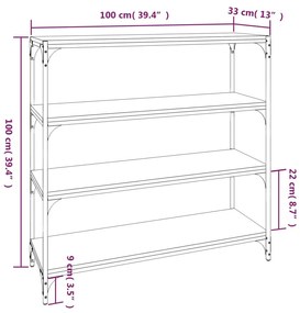 Estante 100x33x100 cm derivados de madeira e aço cinza sonoma