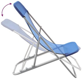 Cadeiras praia dobráveis 2pcs textilene/aço revestido a pó azul