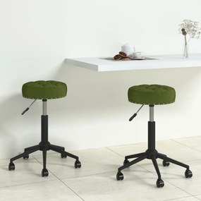 Cadeiras de jantar giratórias 2 pcs veludo verde-claro