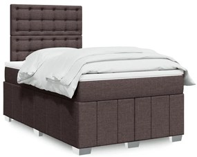 Cama boxspring com colchão 120x190 cm tecido castanho-escuro