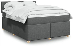 vidaXL Cama com molas/colchão 140x190 cm tecido cinzento-escuro