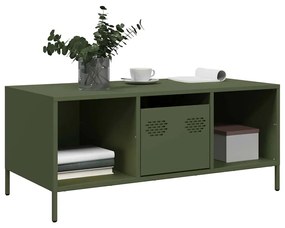 Mesa centro 101,5x50x43,5 cm aço laminado a frio verde-azeitona