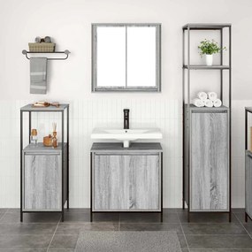 vidaXL Conjunto de Móveis para Banheiro 3 pcs Cinza sonoma e Preto