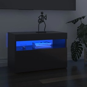 vidaXL Móvel de TV com luzes LED 60x35x40 cm cinzento brilhante