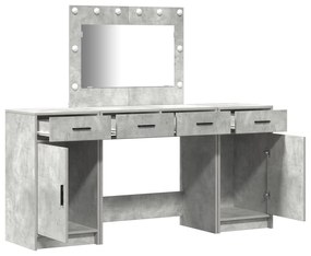Conjunto de 3 Peças de Mesa de Maquiagem com LEDs em Madeira de Engenh