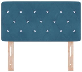 Cabeceira LED com botão de cristal, tufted, azul escuro, 80 cm, veludo