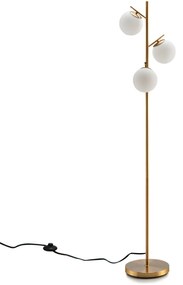 Candeeiro de pé moderno com 3 globos, luz de chão com interruptor de pé e 3 soquetes de lâmpada E27, decoração para sala de estar, quarto, dourado