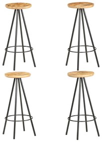 vidaXL Bancos de bar 4 pcs madeira de mangueira áspera