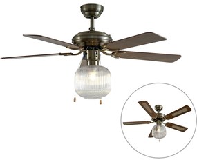 Ventilador de teto latão com madeira 107,5cm com interruptor de tração - Mistral Karel Industrial