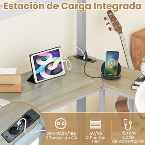 Cama alta 200 x 90 cm com secretária para crianças com estação de carregamento LED  de metal com corrimão e escada prata