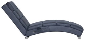 Chaise longue de massagens camurça artificial cinzento