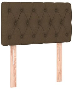 Cama box spring c/ colchão/LED 80x200cm tecido castanho-escuro