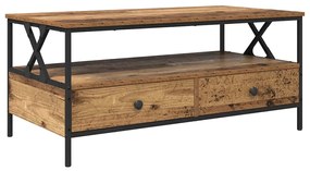 Mesa de centro com gaveta com prateleira Madeira antiga 100 x 51 x 45
