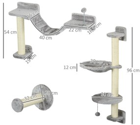 PawHut Prateleiras de Escalada para Gatos de Parede Conjunto de Pratel