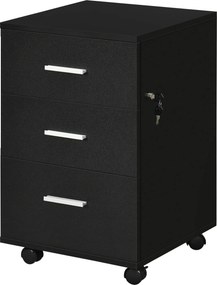 Vinsetto Bloco de Gavetas para Escritório Móvel de Arquivos com 3 Gavetas e Fechadura para Secretária Casa 40x40x61,5 cm Preto | Aosom Portugal