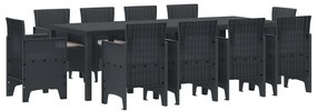 vidaXL Conjunto de Jantar para Jardim 11 pcs Antracite Rattan Polt