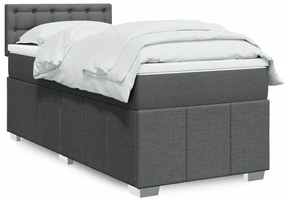 Cama com molas/colchão 90x190 cm tecido cinza-escuro