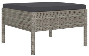 6 pcs conjunto lounge de jardim c/ almofadões vime PE cinzento