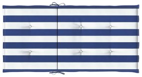 Almofadões cadeira encosto baixo 2pcs tecido riscas azul/branco