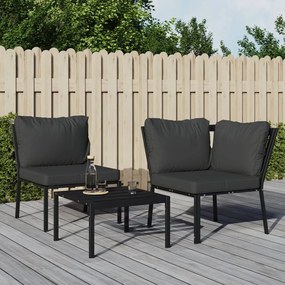Cadeira de jardim com almofadões cinzentos 76x76x79 cm aço