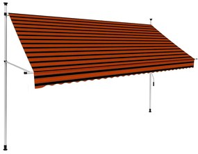 Toldo retrátil manual 300 cm laranja e castanho