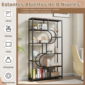 Estante de 8 prateleiras abertas 95 x 30 x 175 cm Design em forma de U Estrutura metálica castanho