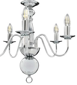 Lustre de 5 lâmpadas E14 prateado