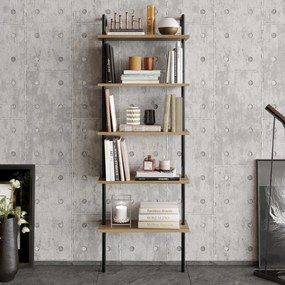 Estante Paula – Nogueira e Preto – 60x174x22 cm