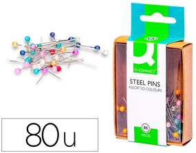 Alfinetes de Sinalizacao Q-Connect Coloridas Caixa Com80 Unidades