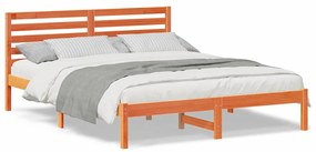 Estrutura da Cama com cabeceira Castanho-mel 140 x 200 cm