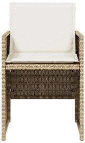Cadeiras de jardim com almofadões 4 pcs vime PE bege