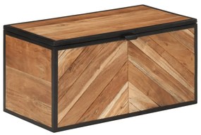 vidaXL Caixa de arrumação 60x30x30 cm madeira de acácia maciça e ferro
