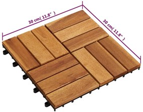 Ladrilho-pavimento madeira, 30 x 30 cm acácia, conjunto de 20