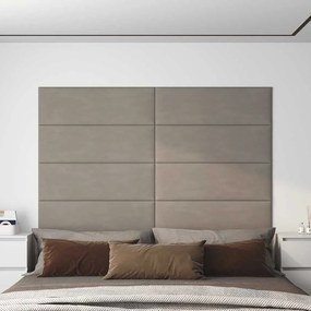 vidaXL Painel de parede 12 pcs 90x30 cm veludo 3,24 m² cinza-claro