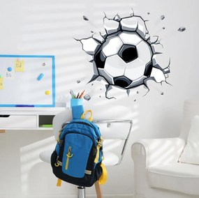 Autocolante de parede - Bola de futebol numa parede rachada
