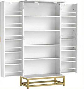 HOMCOM Armário de Cozinha Móvel de Arrumação com 12 Prateleiras nas Portas Prateleiras Ajustáveis 58x29x119,5 cm Branco | Aosom Portugal