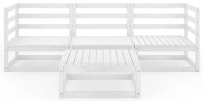 4 pcs conjunto lounge de jardim pinho maciço branco