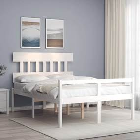 vidaXL Cama para idosos com cabeceira 120x200 cm madeira maciça branco