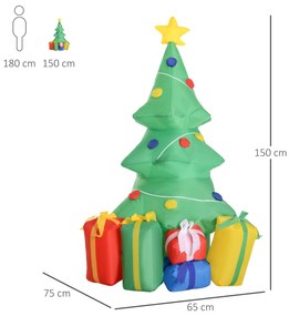 Árvore de Natal Insuflável 1,5 m Árvore Decorativa de Natal com Decora