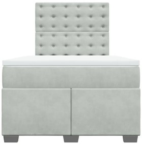 Cama boxspring com colchão 120x190 cm veludo cinzento-claro