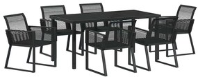Conjunto de Jantar de Jardim de 7 Peças em Rattan Preto