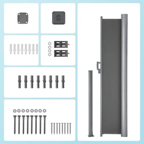 Toldo lateral, cortina lateral extensível 160,1 x 300,1 cm, proteção visual antracite