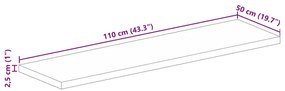 Tampo de mesa retangular 110x50x2,5cm madeira recuperada maciça