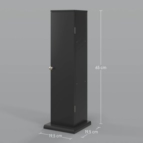 Suporte para papel higiénico para casa de banho 19,5 x 19,5 x 65 cm com 3 níveis e saída para o papel, para espaços pequenos, preto